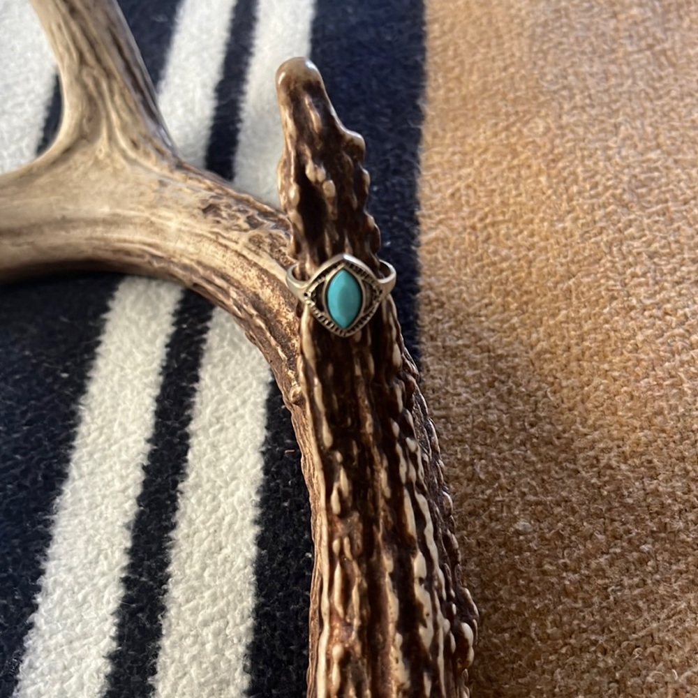 Turquoise, oval, cut ring